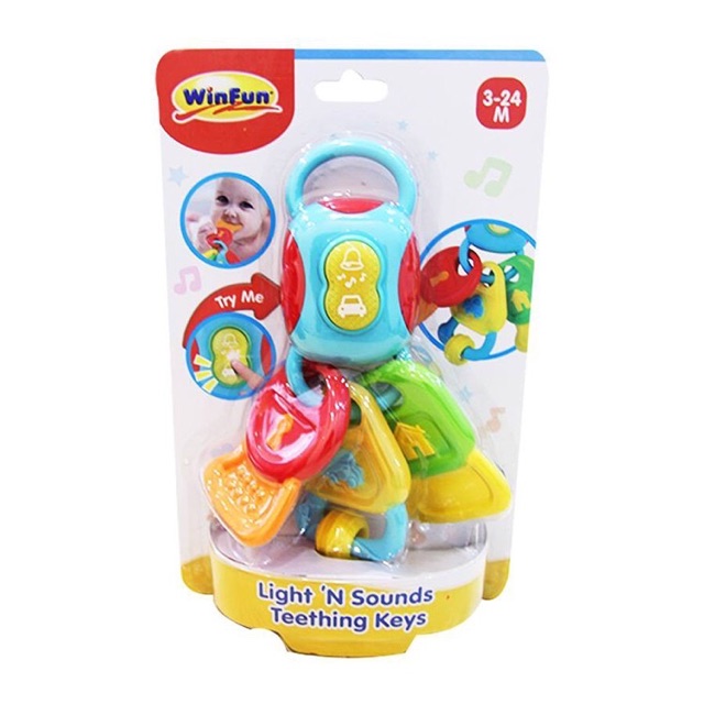 Chìa khóa đồ chơi phát nhạc kiêm gặm nướu Winfun 0185, nhựa cao cấp an toàn cho bé