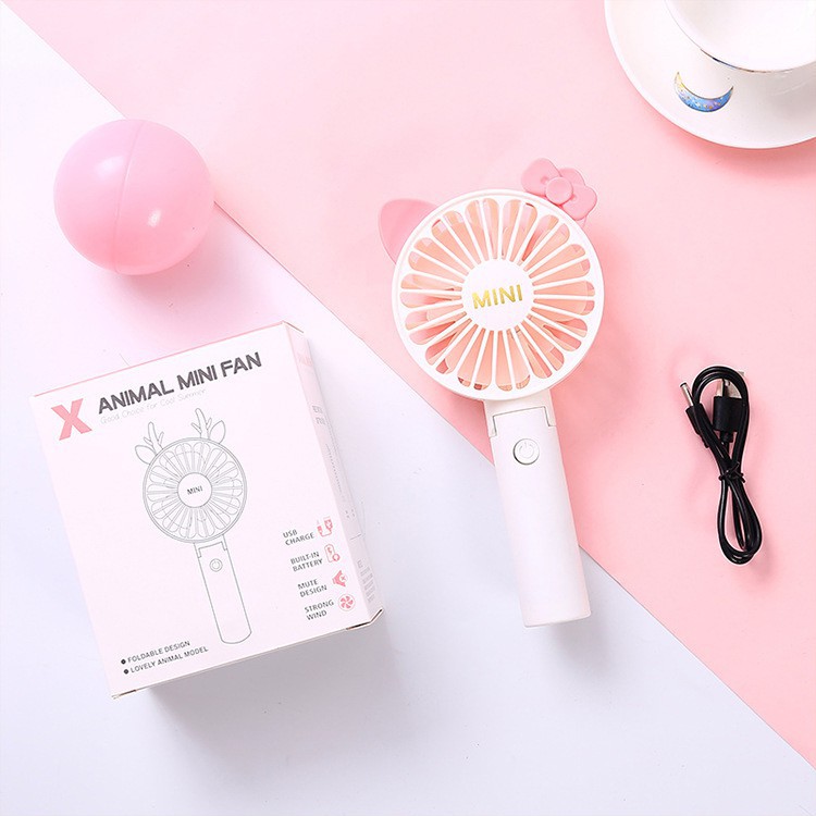 Quạt mini cầm tay tích điện hình đáng yêu siêu bền