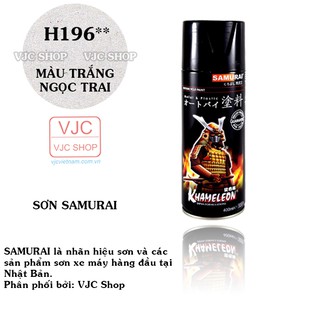 Chai sơn xịt sơn xe máy cao cấp SAMURAI màu trắng ngọc trai mã H196* dung tích 400 ml