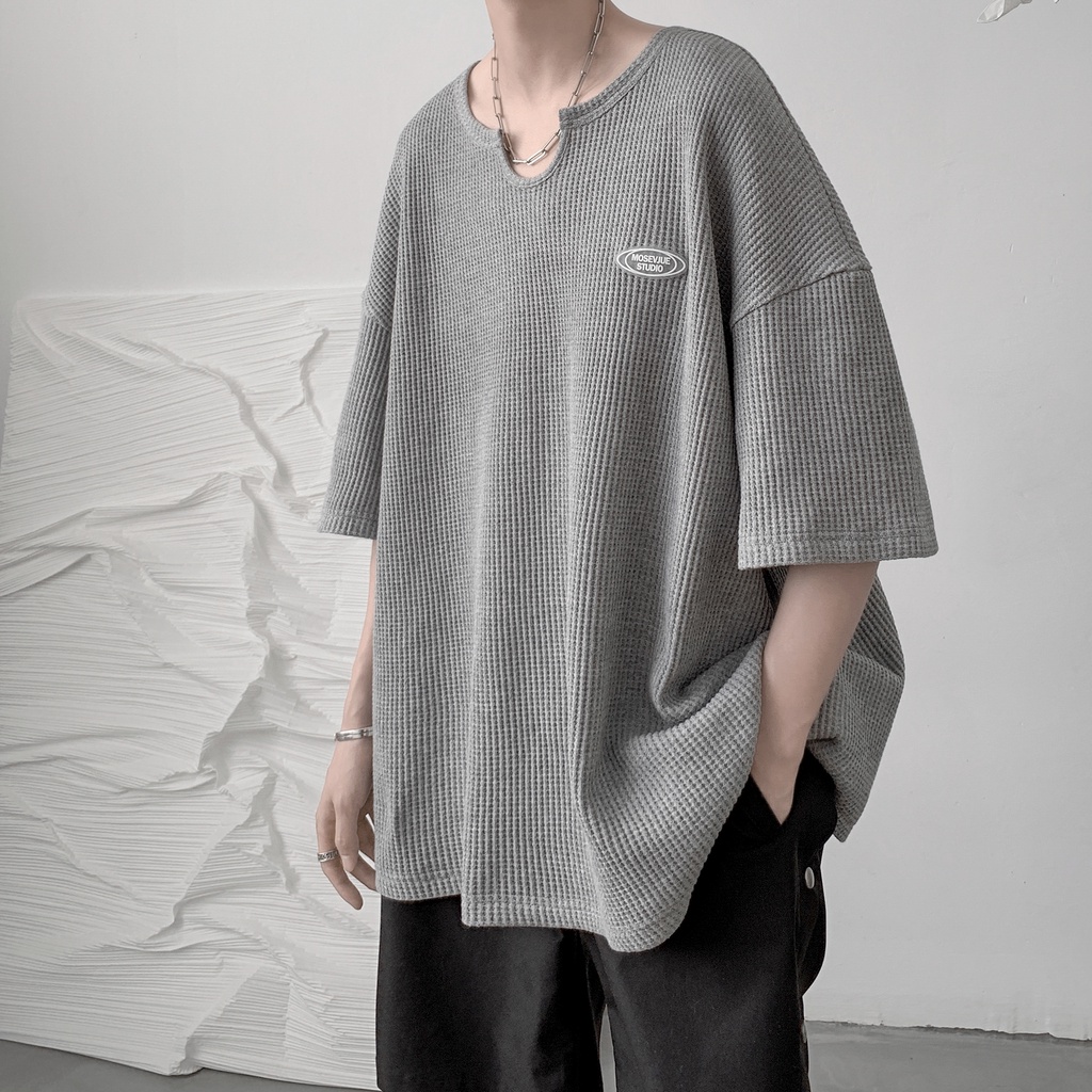 Áo Thun Dệt Kim Cổ Chữ V Thời Trang Mùa Hè Phong Cách Hàn Quốc Cho Nam