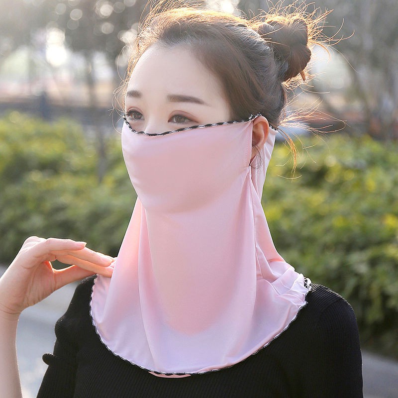 Factory direct sale ice silk mask summer sunscreen artifact sunshade full face mask riding outdoor silk scarf bib women