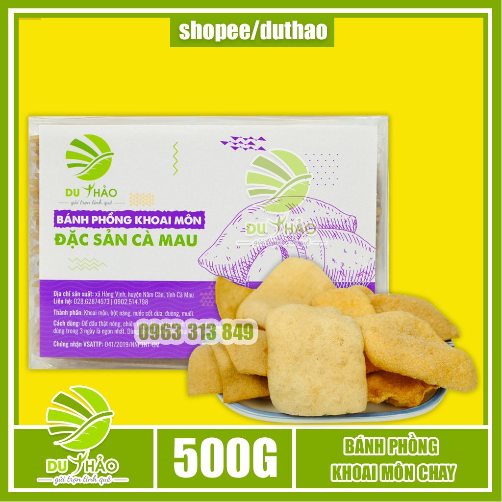 500gr bánh phồng tôm Cà Mau Du Thảo, bánh phồng chuối, bánh phồng khoai môn, đặc sản Cà Mau, làm món khai vị, đồ ăn vặt