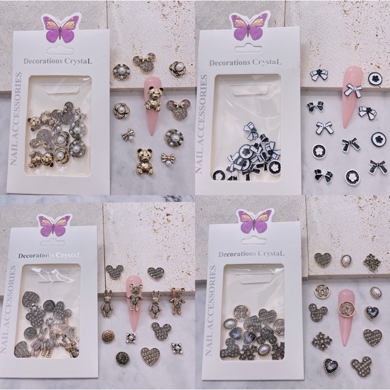 phụ kiện charm kim loại cao cấp trang trí nail