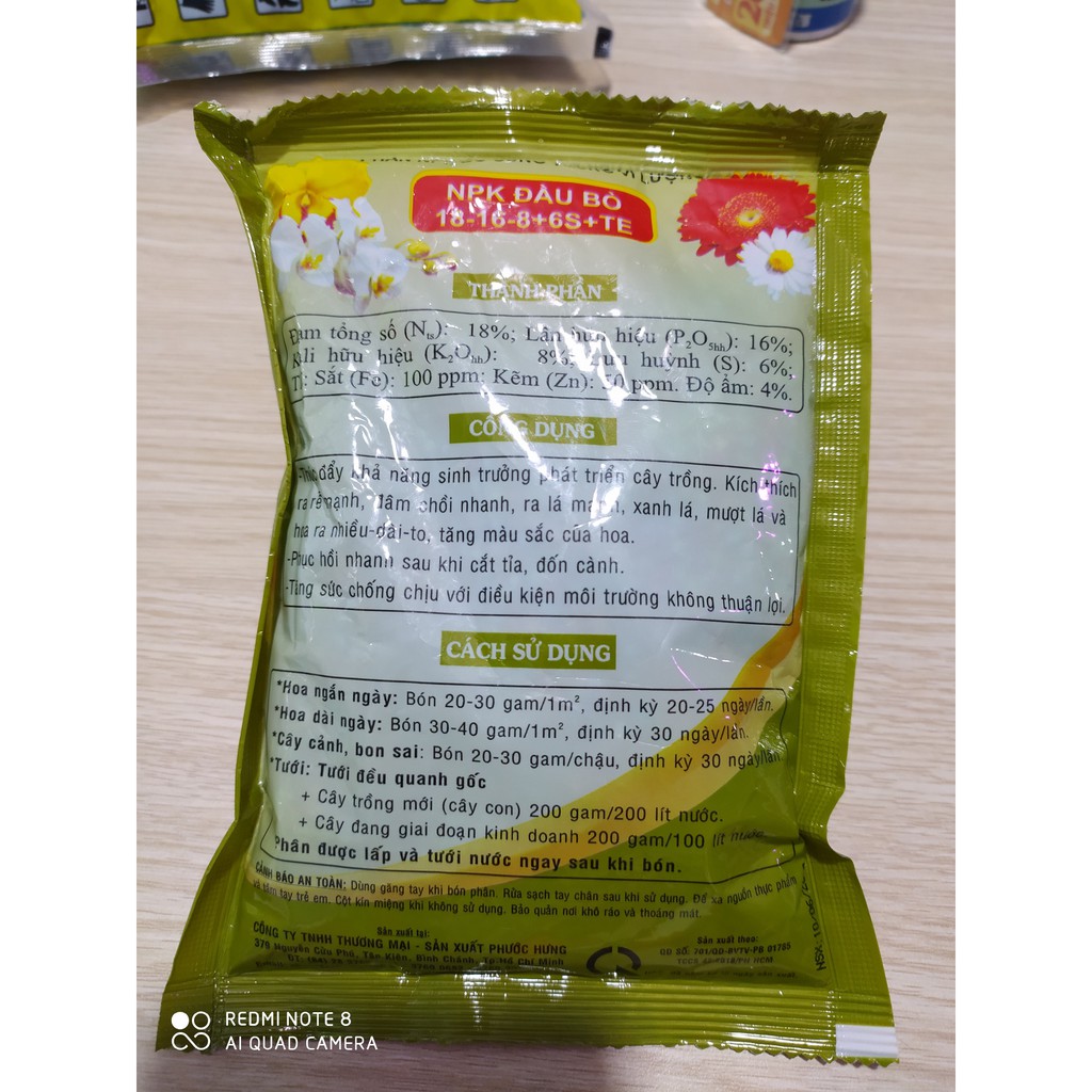 NPK BỔ SUNG TRUNG VI LƯỢNG-18-16-8+6S+TE-200GR