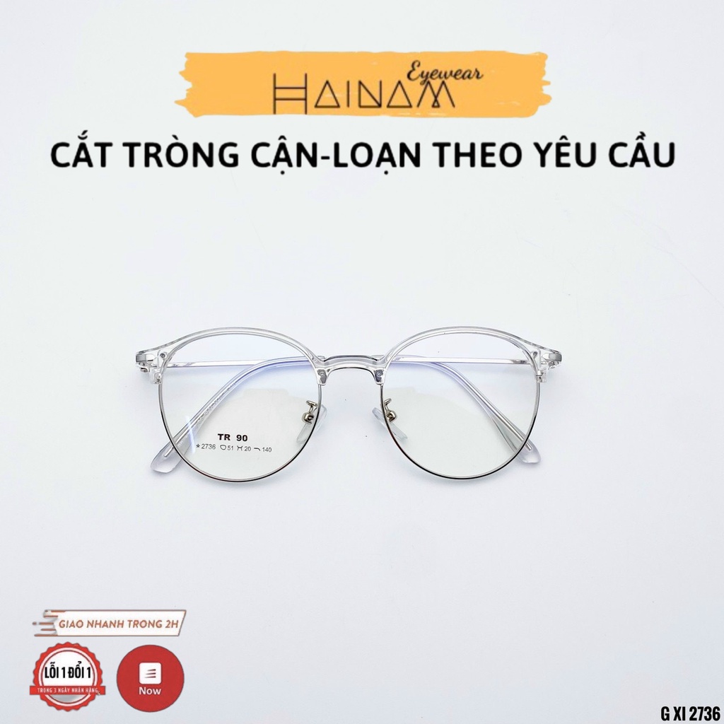 Gọng kính cận tròn kim loại thời trang nữ 2736 nhiều màu
