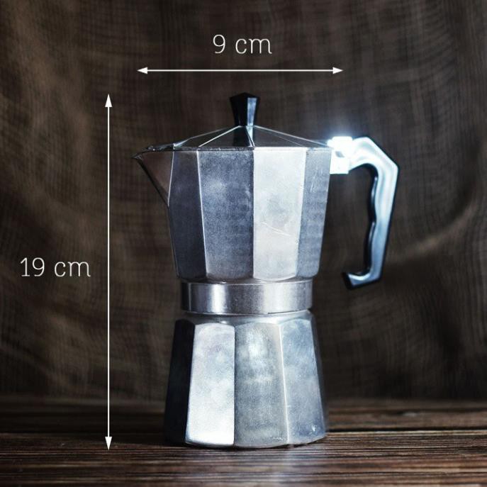 Bình pha cà phê Moka Pot 6 tách 300ml bằng Nhôm cao cấp - Bình pha cà phê kiểu Ý