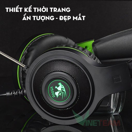 Tai Nghe Máy Tính Chuyên Game VINET V5000 Có Mic, Đèn Led Xanh, Jack 3.5 Dùng Được Cho Điện Thoại -dc3424