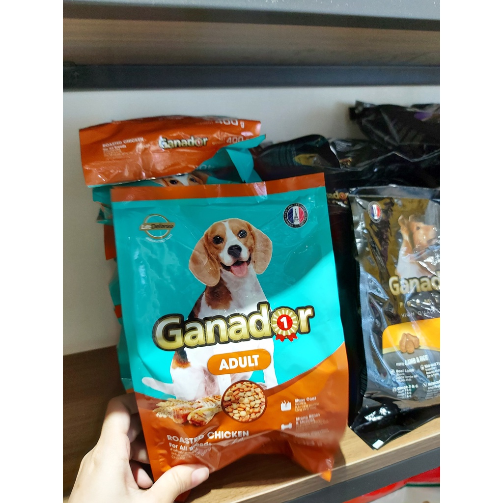 Thức ăn hạt cho chó con và chó lớn Ganador đủ vị cừu gạo, trứng sữa, gà nướng - gói 400 gram