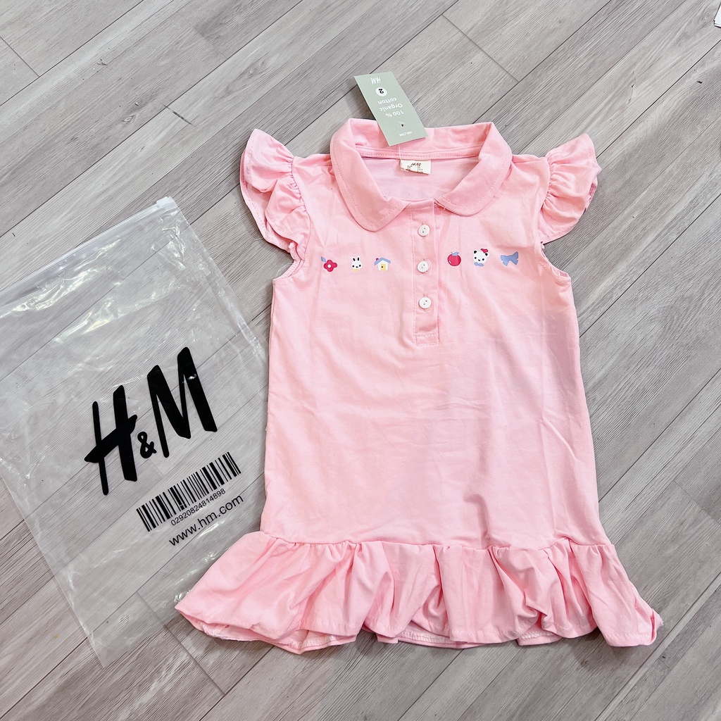 Váy Đầm Đuôi Cá, Váy Cho Bé Gái Tầng Bèo Hồng Phấn Chất Cotton 4 Chiều Siêu Mát Mịn Mùa Hè 8-33Kg B1017