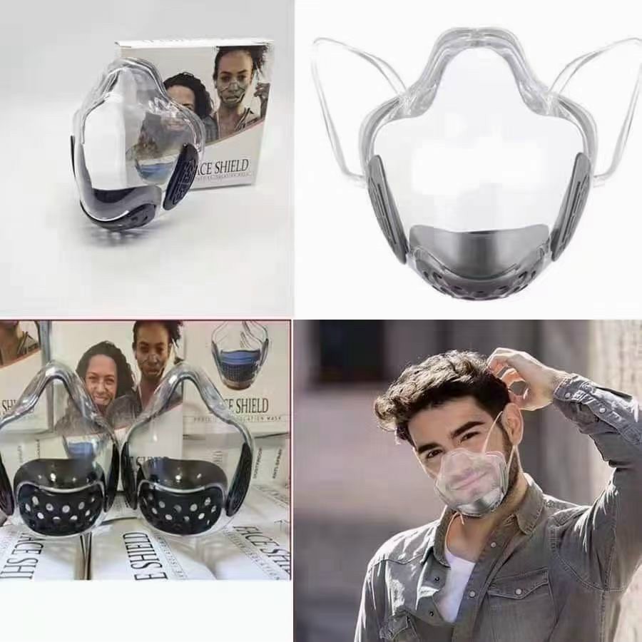 [HÀNG MỚI]khẩu trang nhựa  FACE SHIELD có lỗ thông hơi kèm 3 miếng đệm mút