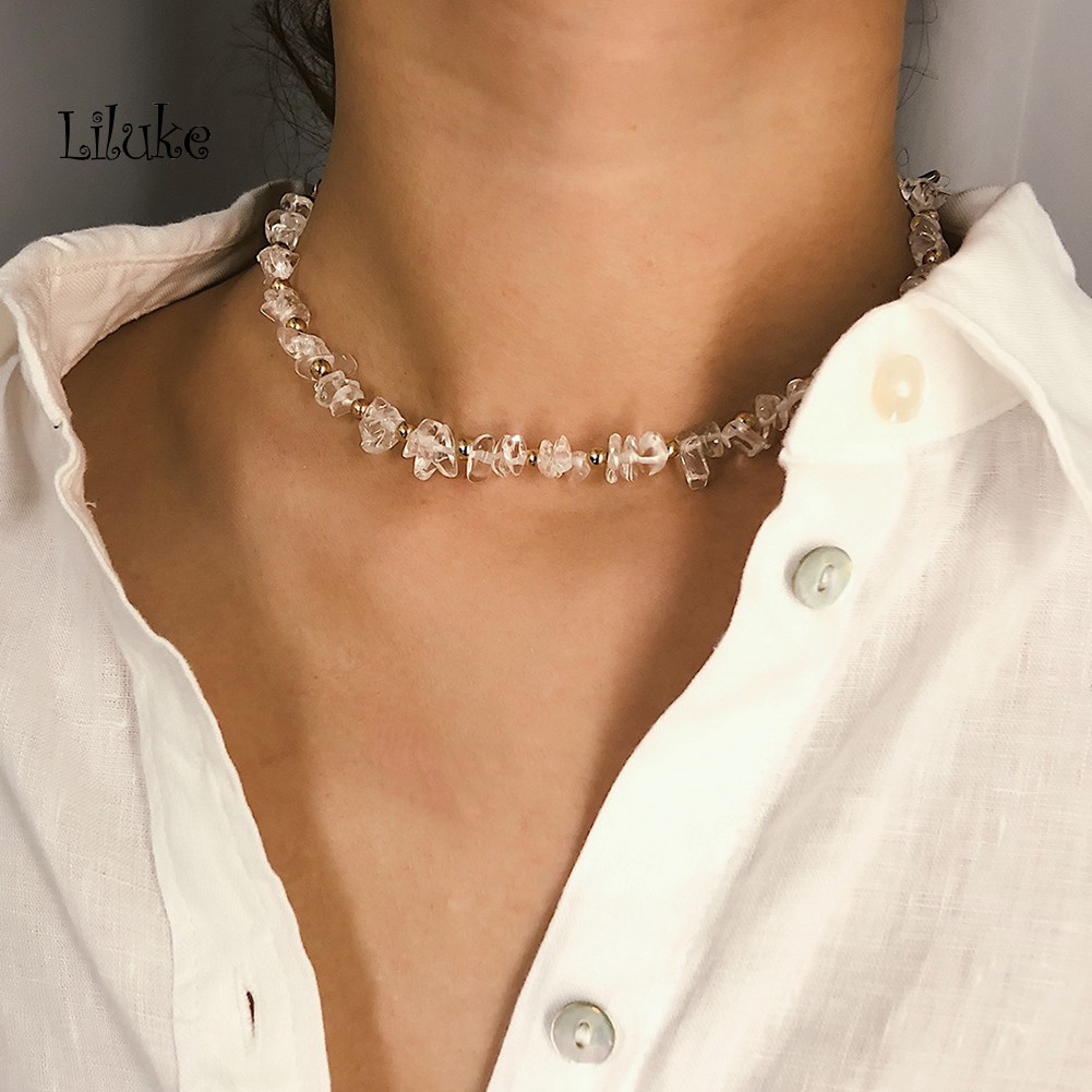 Vòng Cổ Choker Phối Hạt Đá Phong Cách Bohemian Cá Tính Cho Nữ