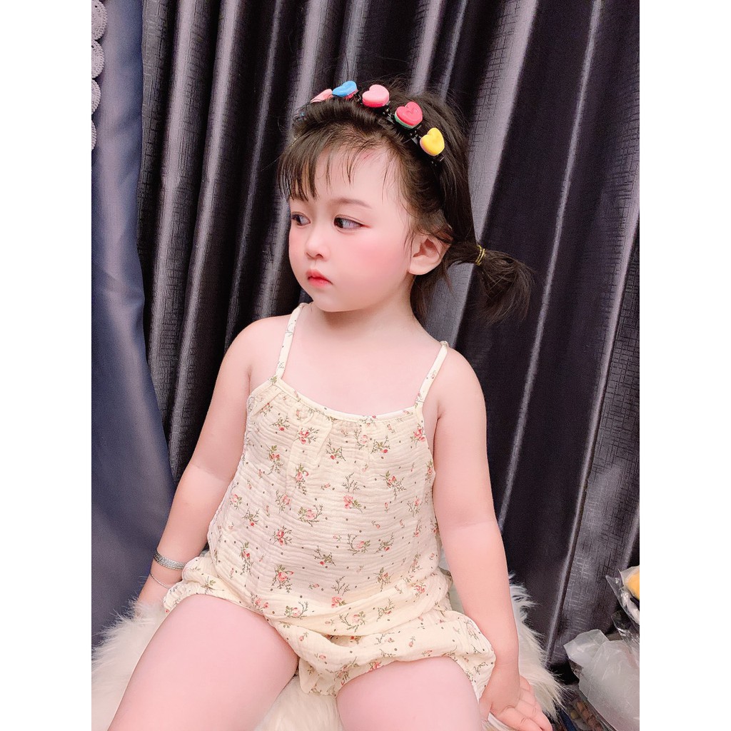 BỘ BÉ GÁI HAI DÂY CHẤT XÔ MUSLIN LOẠI 1 MỀM MẠI THOÁNG MÁT THÂN THIỆN VỚI DA BÉ NHẠY CẢM SIZE 6-16KG