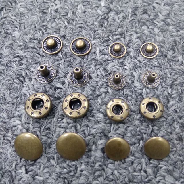 10 bộ Nút bóp đồng thao, Trơn  phụ liệu làm da handmade