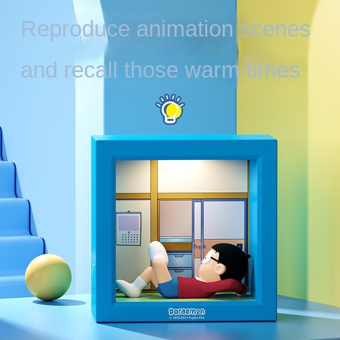 Đèn ngủ khung hình Doraemon Đèn hoạt hình bảo vệ mắt dễ thương Đèn hoạt hình có thể điều chỉnh Mô hình hộp đèn 3D dễ thương Nobita quà sinh nhật