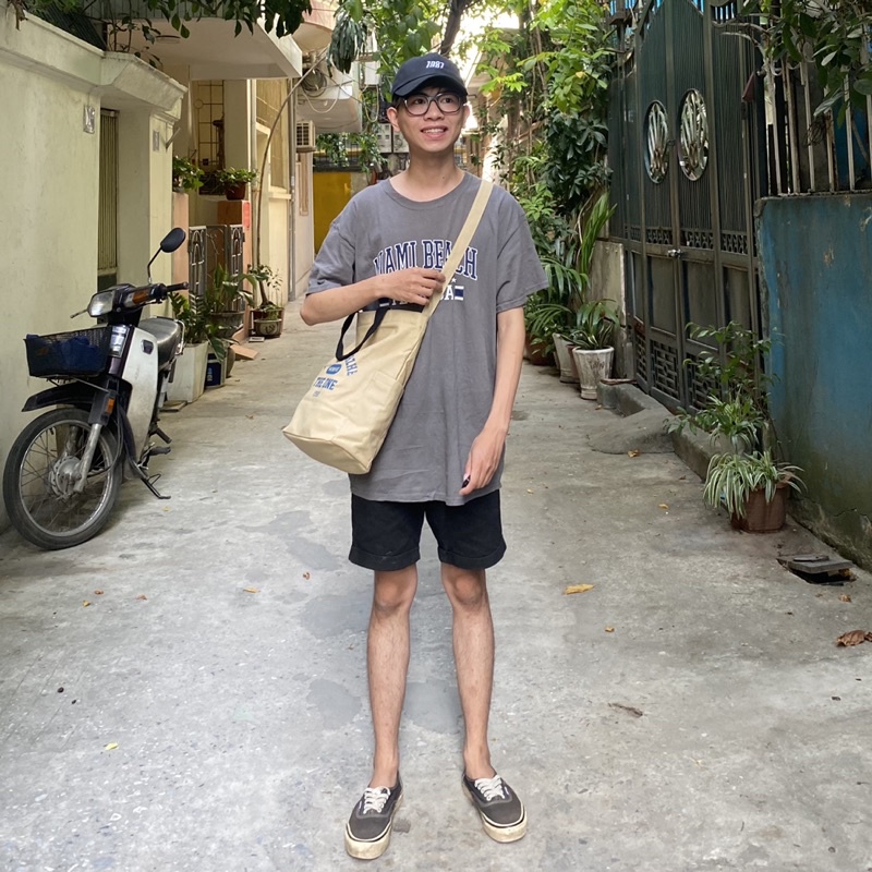 NEW - Túi canvas dòng dọc, 2 màu vừa khổ A4 chắc chắn và dày dặn