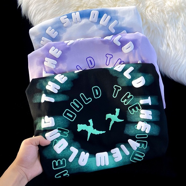 Áo thun ZHELIHANGFEI ngắn tay dáng rộng kiểu retro Mỹ thời trang