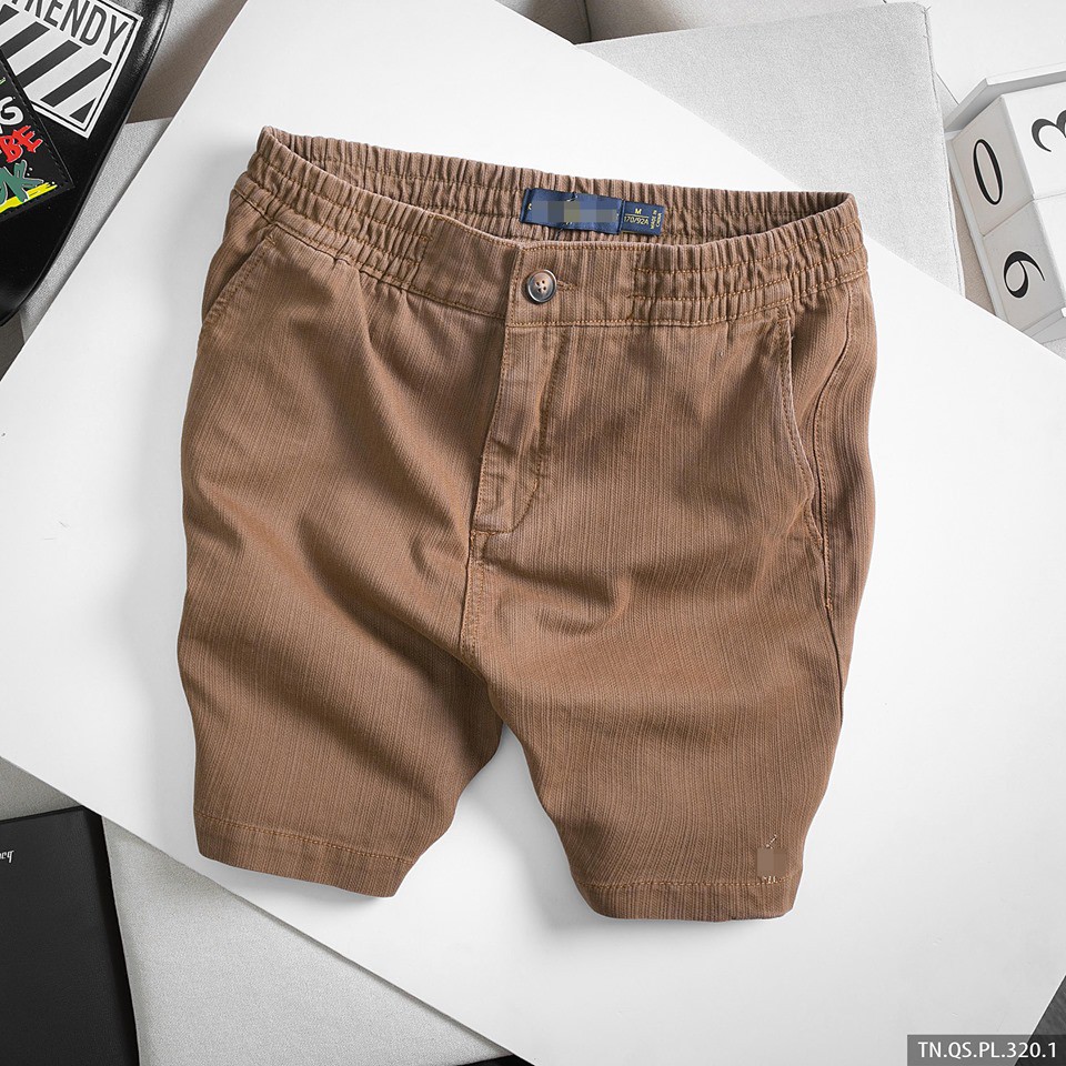 Quần Short Kaki Nam Vải Vân Gỗ