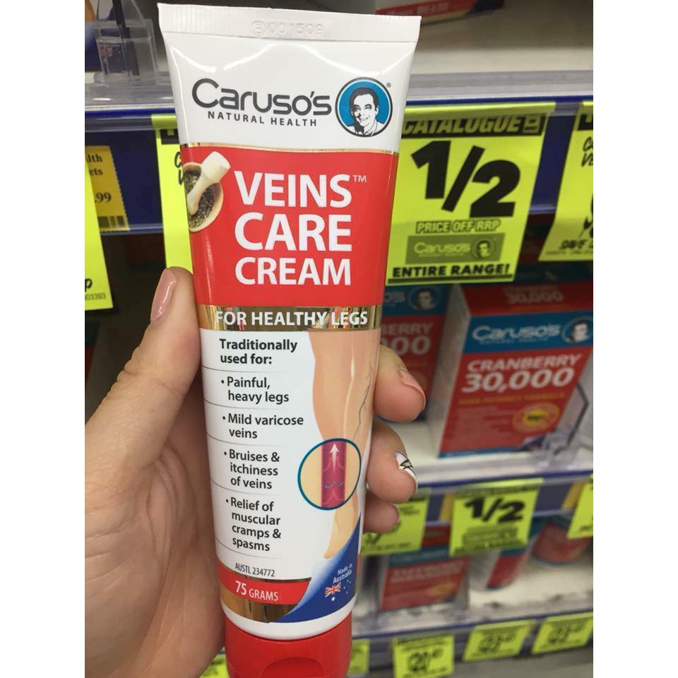 Kem Bôi Giãn Tĩnh Mạch Caruso's Veins Care Cream Úc 75g