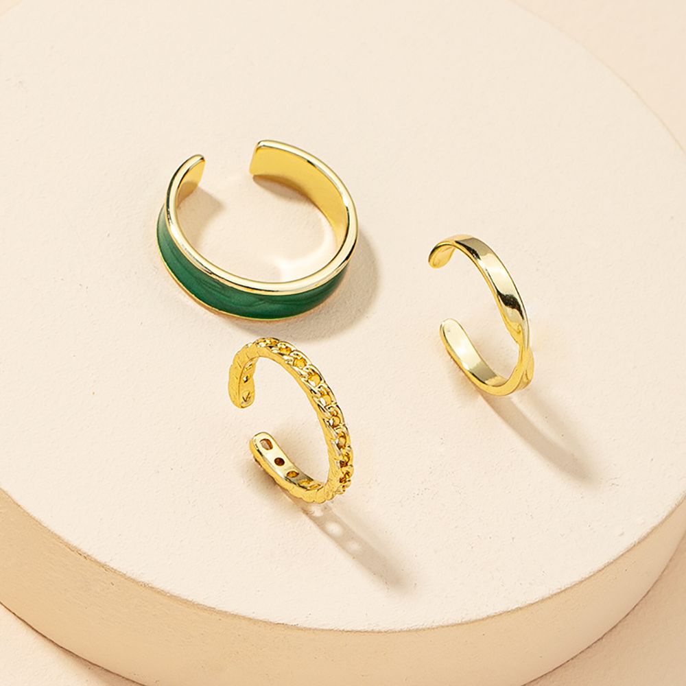 Set 3 / 5 Nhẫn Đeo Ngón Tay Bằng Hợp Kim Phong Cách Punk Hàn Quốc Đơn Giản Có Thể Điều Chỉnh