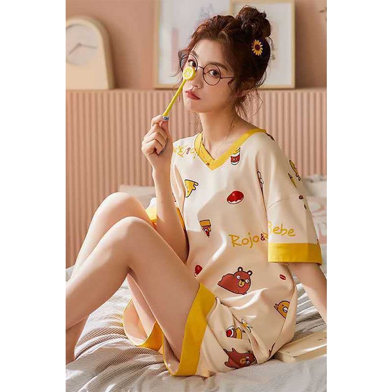 Đồ Bộ Nữ Mặc Nhà Ngắn Tay Jussy Fashion Đồ Ngủ Nữ Kiểu Dáng Hàn Quốc, Chất Vải Cotton Nhẹ Siêu Mịn Mát Size 45-55kg