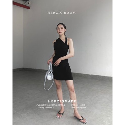 Keva dress B1823 - Váy ôm nhúm eo HERZIG quai cổ phong cách chất co dãn cá t | BigBuy360 - bigbuy360.vn