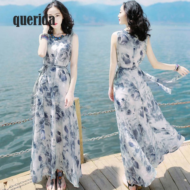 Đầm maxi sát nách phong cách Bohemian thanh lịch