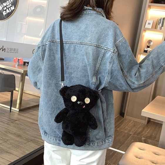 Túi xách gấu bông mềm cỡ nhỏ kiểu Nhật Bản xinh xắn cho nữ