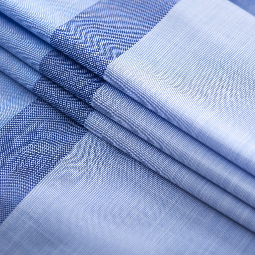 Áo Sơ Mi Nam Công Sở Trung Niên Anton Somianton Xanh Dài Tay Vải Sợi Tre Họa Tiết Kẻ Caro - 8566