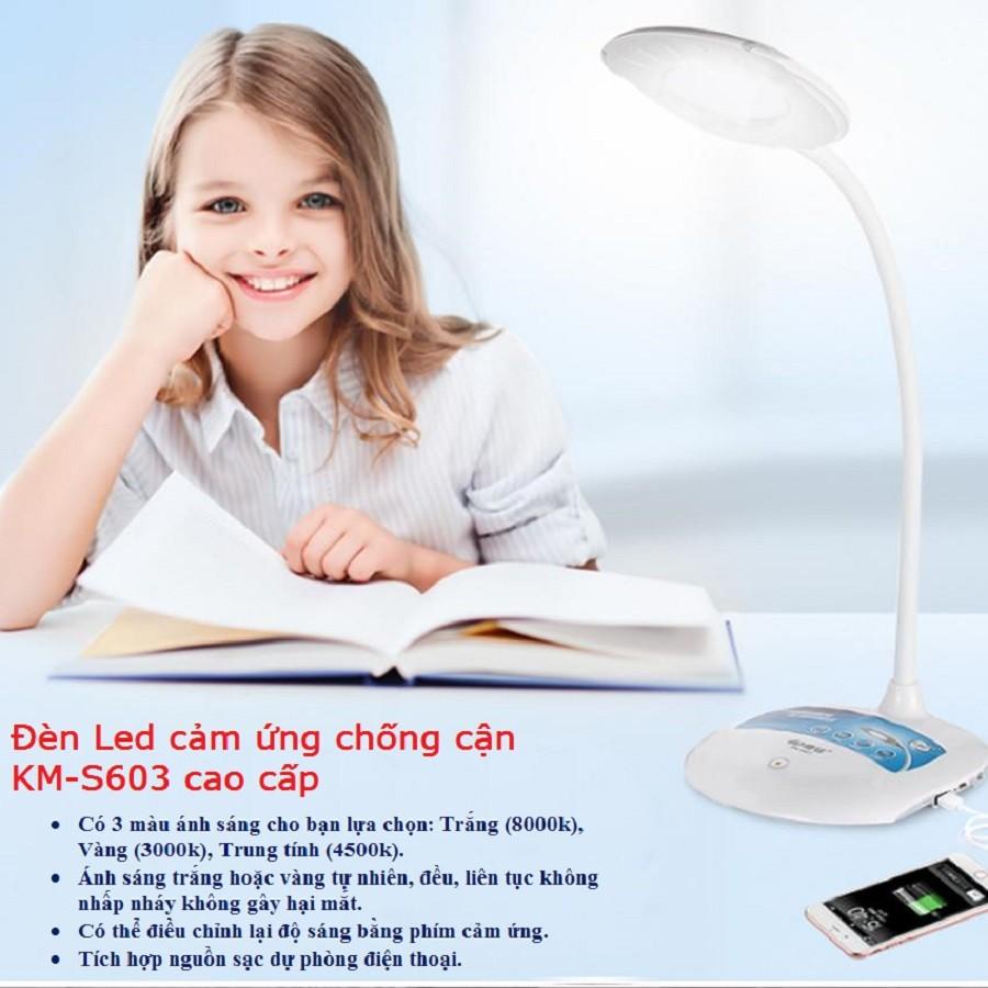 Mua đèn học chống cận cho bé - Đèn led cảm ứng usb -  Đèn Led để bàn thông minh KM-S603. Đèn bàn bảo vệ thị lực