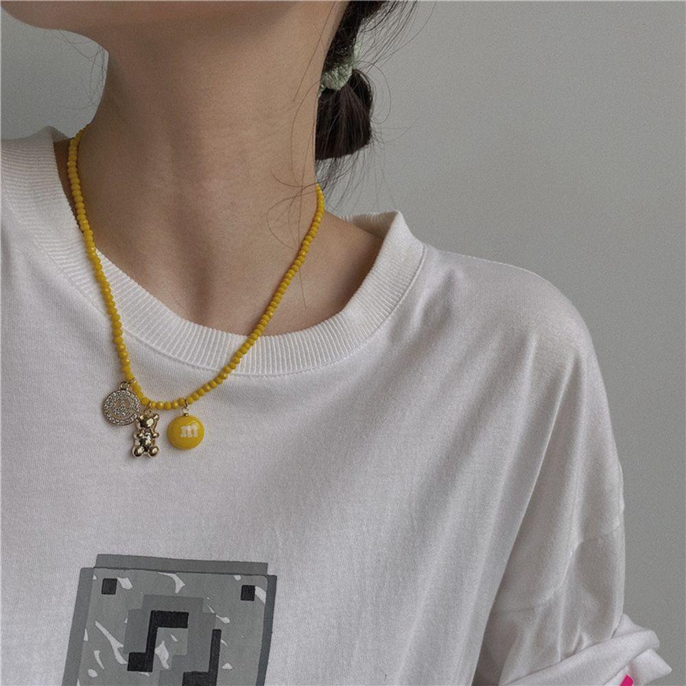 FORBETTER Vòng cổ Mặt Hình Mặt Cười Phong Cách Boho Hàn Quốc Đơn Giản Cho Nữ