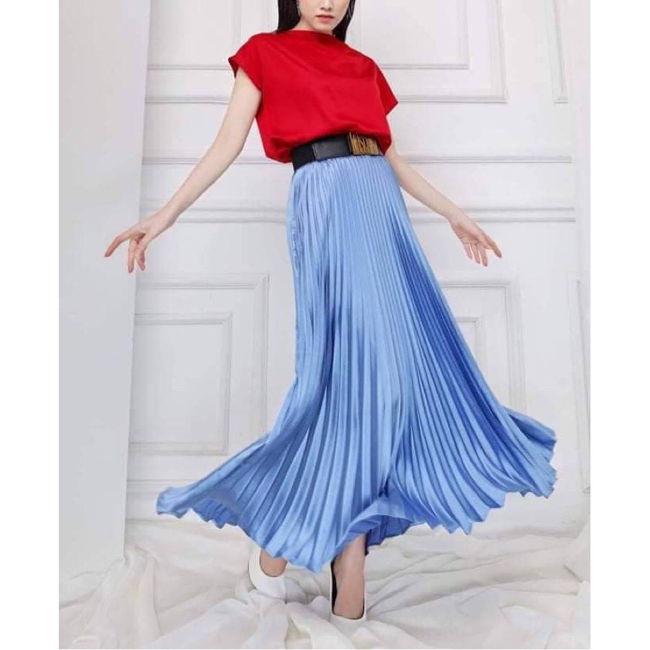 Chân váy xếp ly Olioli Fashion (Dáng maxi, chất liệu lụa Satin) | BigBuy360 - bigbuy360.vn