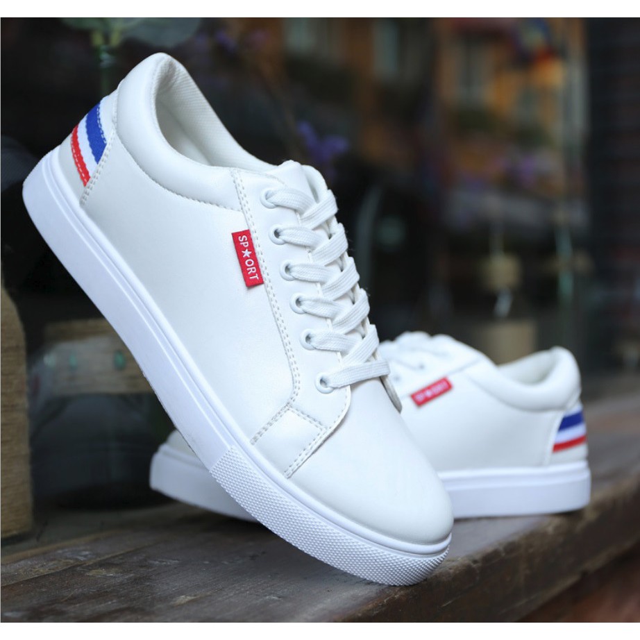 Giày sneaker - GIẦY SNEAKER DA ( Trắng ) Thể Thao Nam phong cách Korea 2018