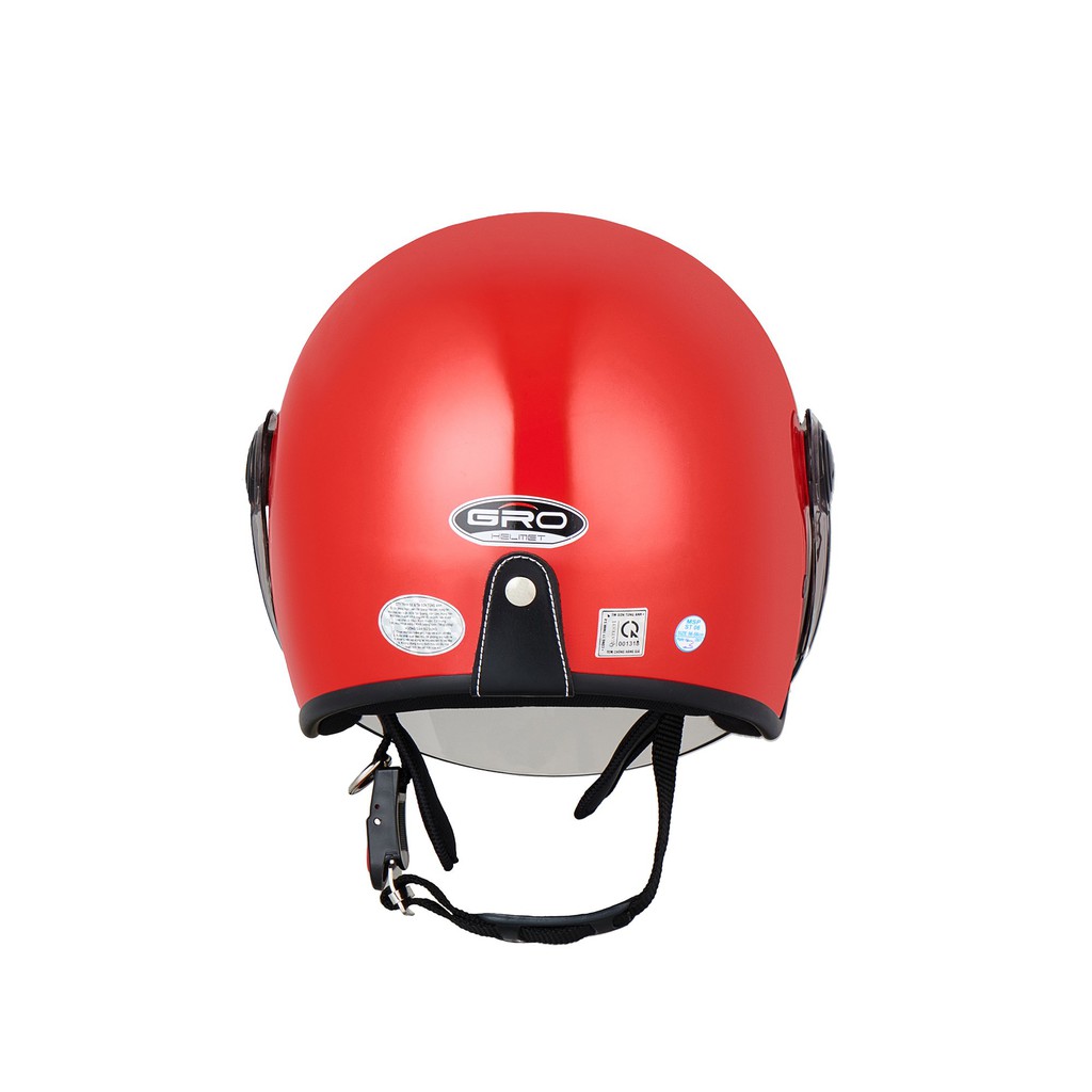 Mũ bảo hiểm chụp tai 3/4 đầu GRO 818 có kính dài màu trà, nhiều màu Size L (53-56 cm)