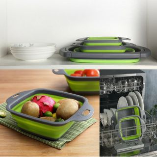 Rổ Vuông Silicon Gấp Gọn Rổ Tròn Gấp Gọn Chậu Tròn gấp gọn