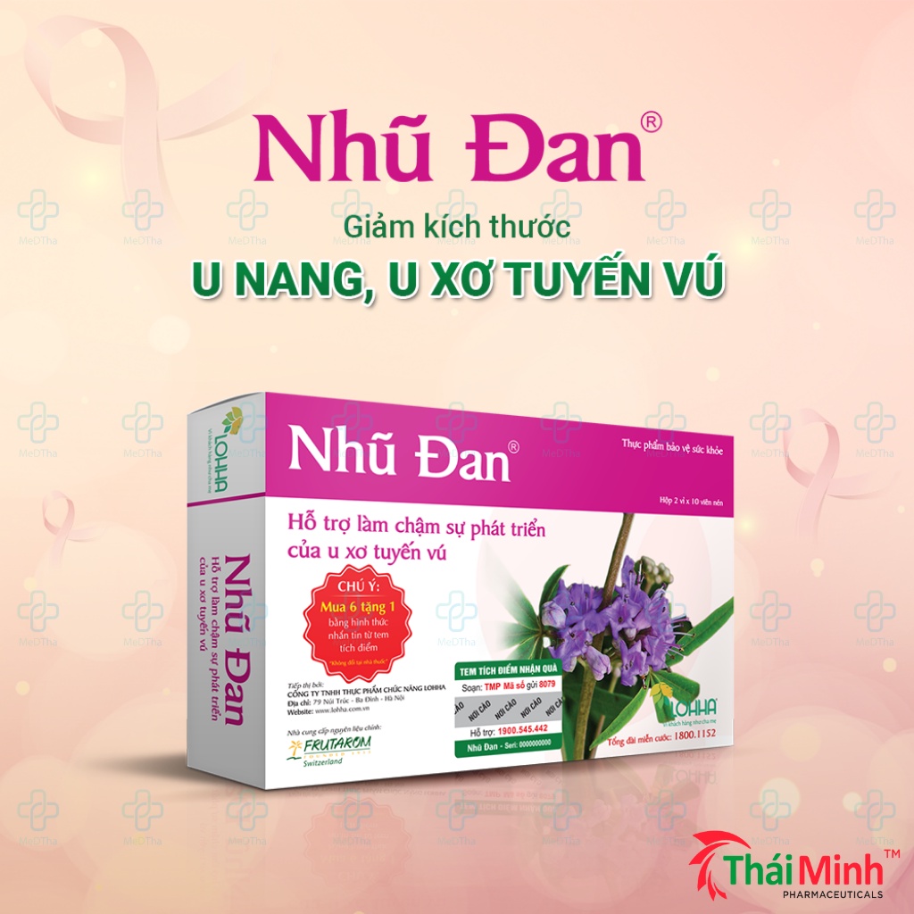 Nhũ Đan - Hỗ trợ và phòng ngừa tái phát u vú lành tính, làm chậm phát triển u xơ tuyến vú (Hộp 20 viên) [Chính hãng]