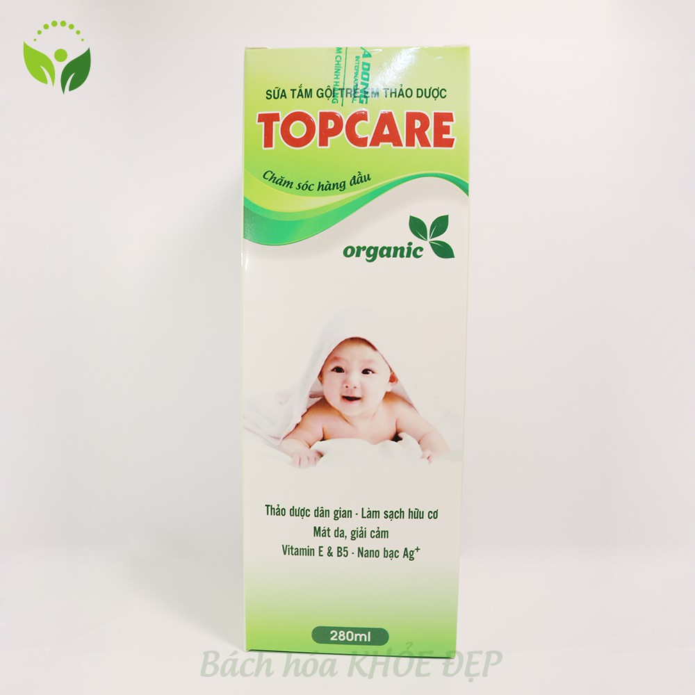 Sữa tắm gội cho bé TOPCARE 280ml làm sạch, mát da, giải cảm - 100% thảo dược thiên nhiên