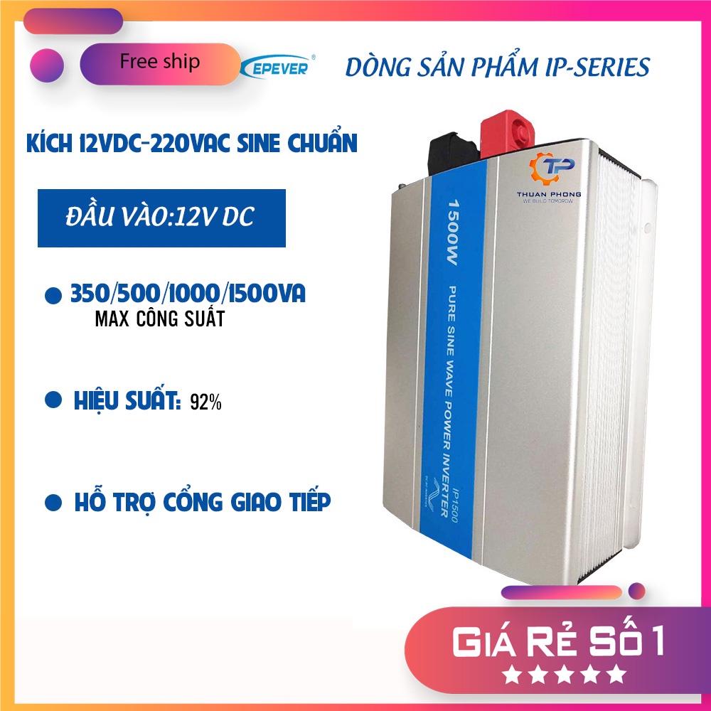 INVERTER EPEVER SINE CHUẨN 12VDC LÊN 220VAC - CÔNG SUẤT THỰC 350/500/1000/1500W - BẢO HÀNH 24 THÁNG