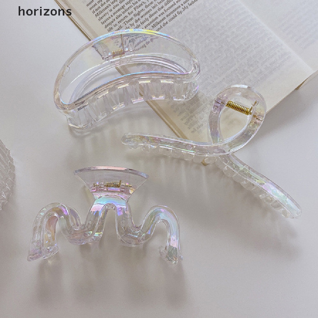 Kẹp Tóc Càng Cua Bằng Acrylic Màu Sắc Retro Pháp