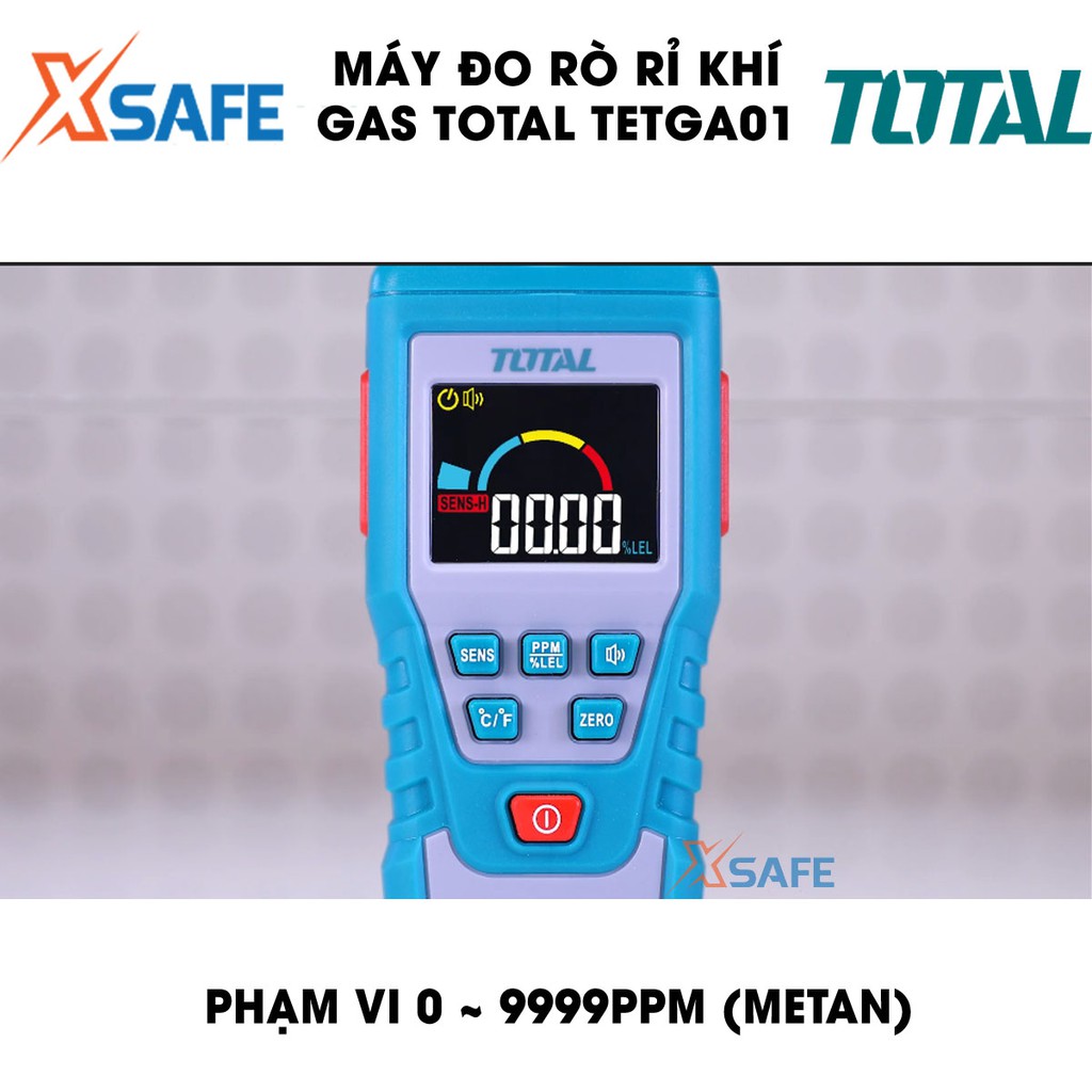 Máy đo rò rỉ khí Gas kỹ thuật số TOTAL TETGA01 màn hình LCD Thiết bị kiểm tra rò rỉ khí ga Phát hiện ngay trong 2s