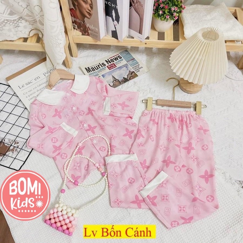 [ 15kg - 35kg] Đồ Bộ Bé Gái Mặc Nhà Dài Tay Pijama Lụa Cao Cấp Cho Bé_BM19