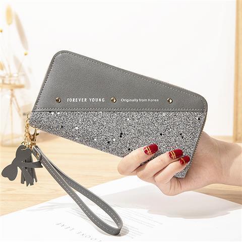 Ví da mềm cầm tay dáng dài sức chứa lớn có khóa kéo thời trang Hàn Quốc cho nữ