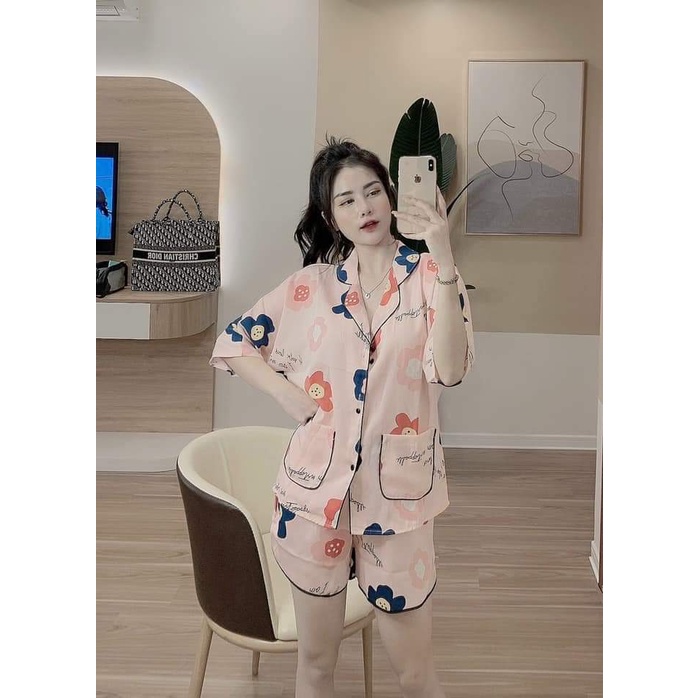 Đồ Bộ Pijama Nữ Lụa Mango Cao Cấp,Tay Dơi Quần Đùi,Hàng Thiết Kế,Chất Vải Mềm Mịn,Siêu Mát MG02