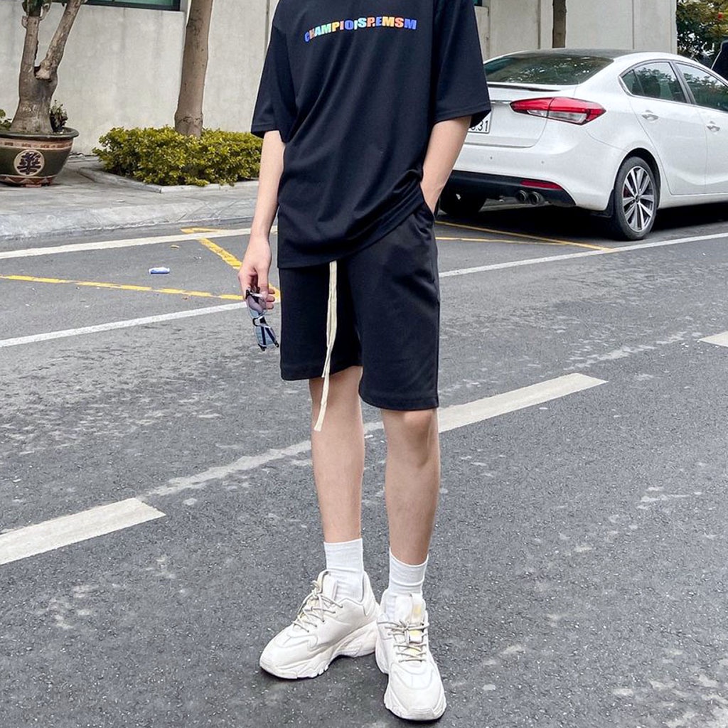 Quần short nam nữ Ống Rộng Streetwear Cotton Thun Nỉ Cao Cấp Kiểu quần đùi ống rộng sooc Unisex thụng đũng Leevin Store