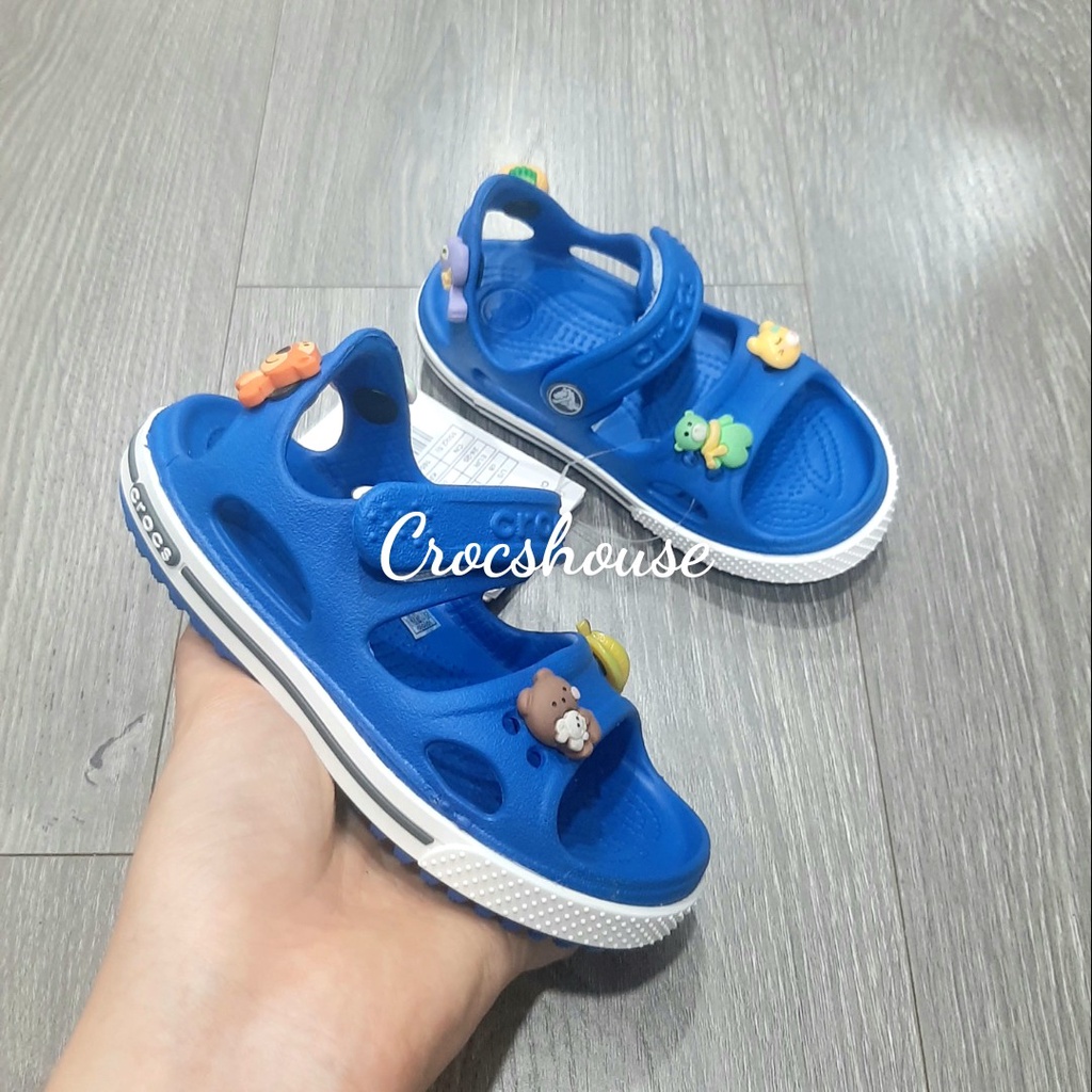 (Hàng cao cấp) Sandal crocs band quai ngang, xăng đan cross trẻ em 2 màu navy và xanh blue - Crocshouse