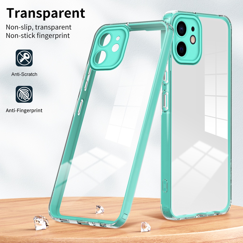 Ốp Điện Thoại PC Viền TPU Dẻo Trong Suốt Màu Macaron Chống Rơi 3 Trong 1 Cho iPhone 11 12 13 Pro Max