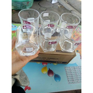 Bộ 6 cốc thủy tinh 5 cạnh dày