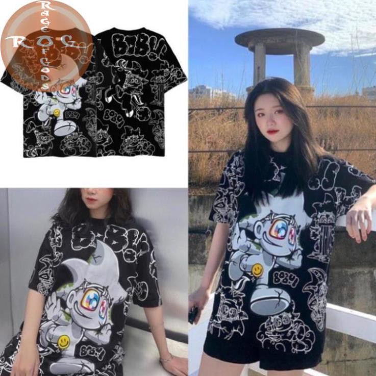 Áo thun, áo tee BOBUI tràn đen, hàng real full tag túi