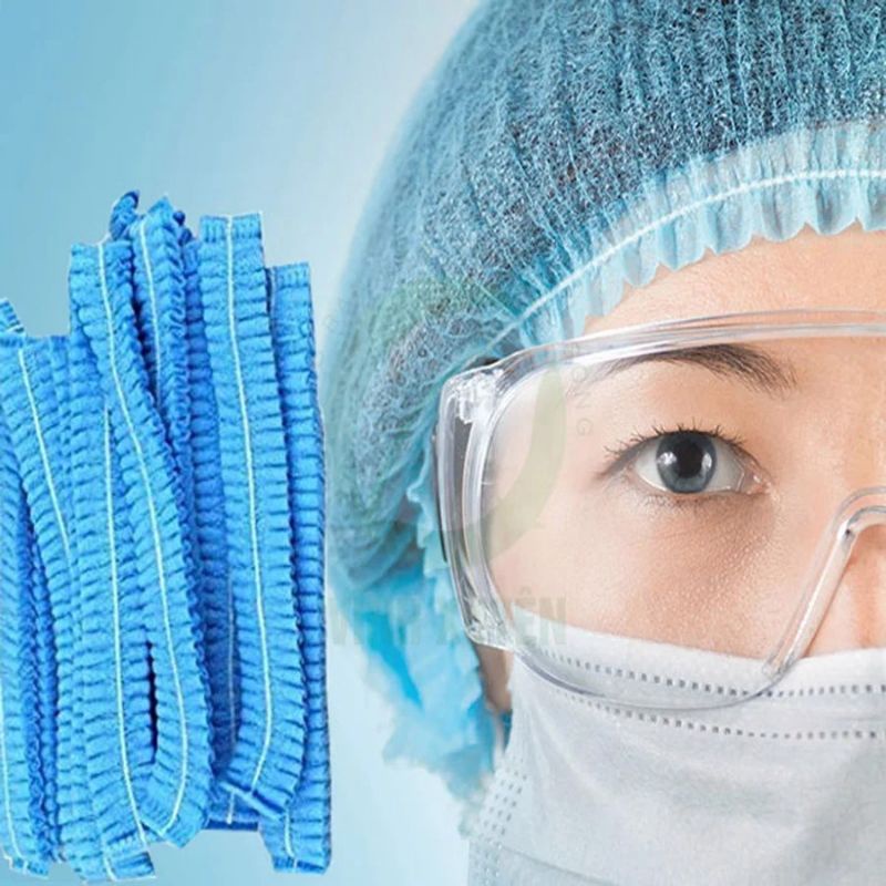 Mũ trùm đầu y tế con sâu cao cấp ép chân không - 100 cái màu xanh hàng chính hãng công ty