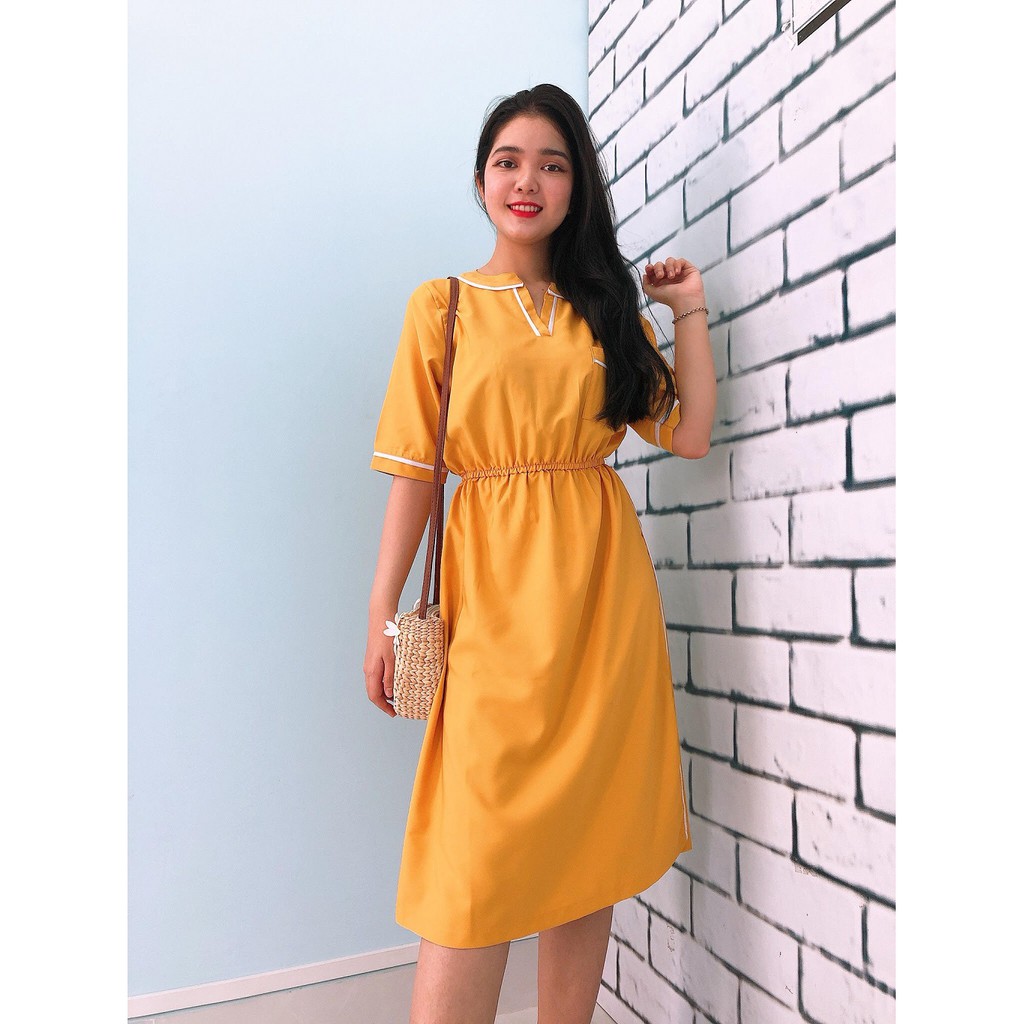 Đầm Suông Bo Eo, Cổ Áo Cách Điệu S&amp;M Thanh Lịch - GR0017