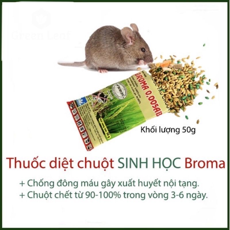 Bả chuột sinh học trộn thóc sẵn BROMA 0,005AB gói 50G
